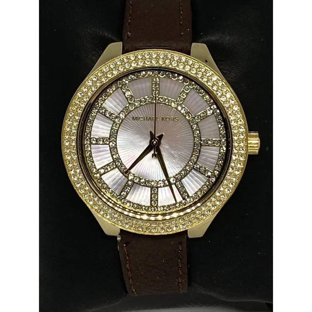 Michael Kors MK3396 Women's Brown Leather Analog Dial Quartz Genuine Watch HK940